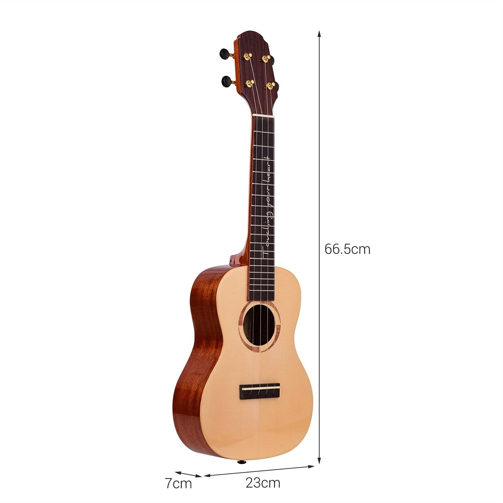 Ukulele koncertowe Początkujący Ukulele Profesjonalny 26- calowy Tenor Ukulele świerkowy Tabboard z Gig Torba Strings Strings Capo Tuner 3pcs Picks (Color : 23 inch)