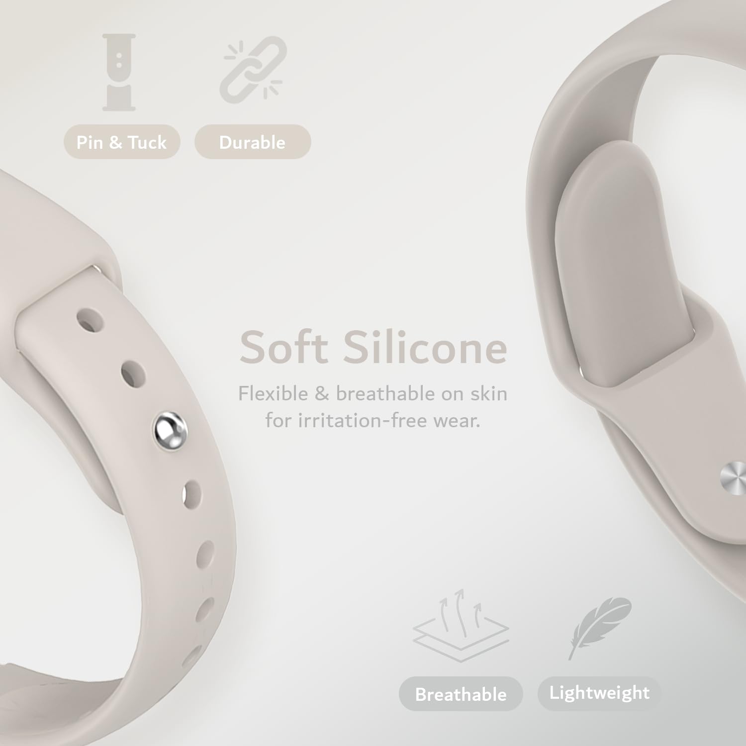 TUDIA PC-Hülle mit verstellbarem Silikonarmband für PLAUD NotePin AI Voice Recorder [5,6"–8,5" Handgelenke] Leicht bequem tragbar und sicherer Sitz - Sand