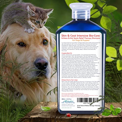 Arava Natural Medicated Dog Shampoo – Anti Yeast Anti Itch Dog Shampoo - Healthy Skin & Coat - First Aid in Hot Spots Ringworm Scrapes Abrasions & Dermatologic Infections - Thumbnail 2