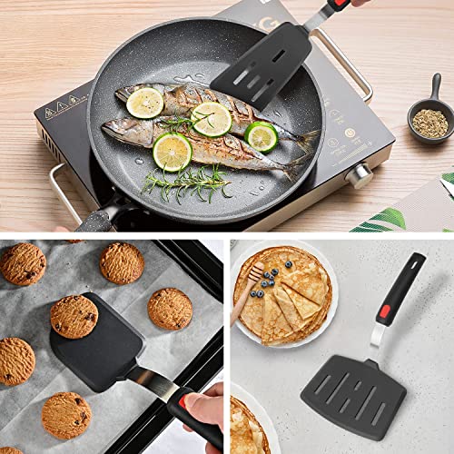 Image of Trifecta Kitchen Silicone Turner Wide Pancake Spatula Pizza Peel Kitchen Utensil Nonstick Cookware Kitchen Flipper for Cooking and Baking((Q) Pack of 1)
