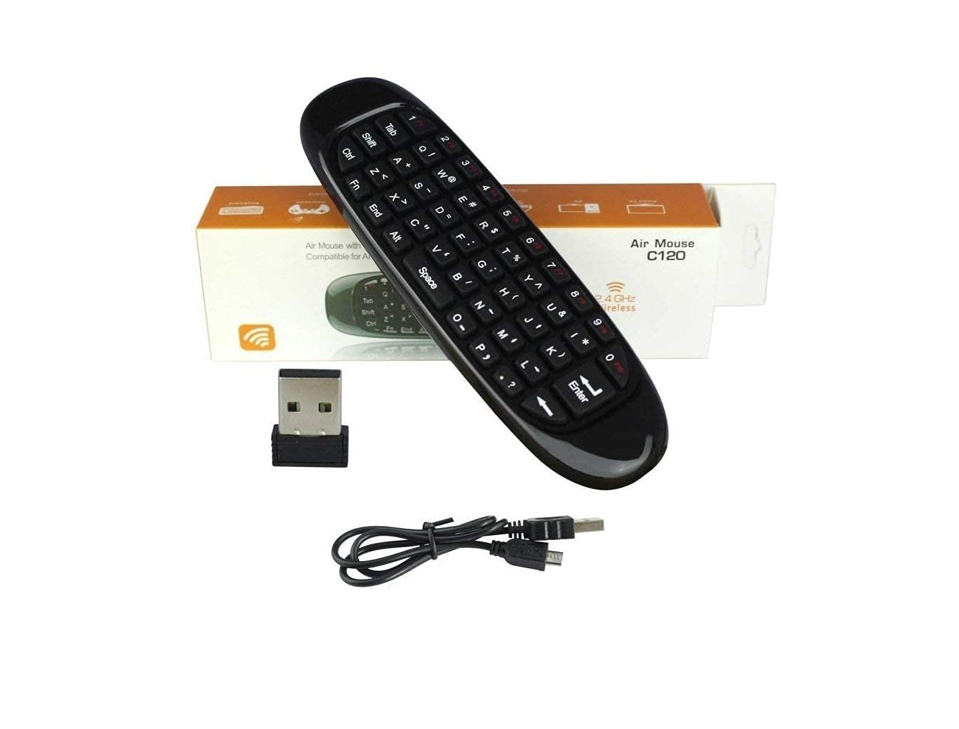 RuhZa Mini Air Mouse C120 2.4G Wireless Remote Combo Built-in 6 Axis for PC, Tv Box/X360/PS3 Motion Sensing Gamer Devices Premium - Black-picture-15