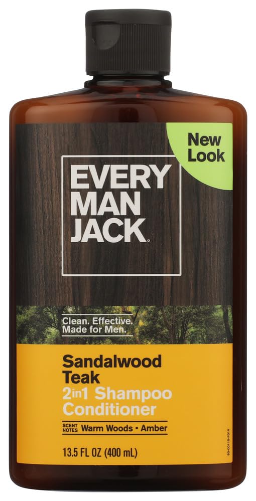 Every Man Jack Daily Shampoo+Conditioner for All hair types, Sandalwood, 13.5 Fluid Ounce image 2