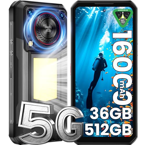 OUKITEL WP56 Rugged Smartphone Andriod 15 5G, 36GB+512GB/2TB Telefono Indistruttibile 16000mAh, 108MP+32MP, Luce 1000LM +128dB, 120Hz 6.8" FHD+, IP68/69K, Fingerprint/Face ID/Dual SIM/OTG/NFC/GPS-Nero OUKITEL WP56 Rugged Smartphone Andriod 15 5G, 36GB+512GB/2TB Telefono Indistruttibile 16000mAh, 108MP+32MP, Luce 1000LM +128dB, 120Hz 6.8" FHD+, IP68/69K, Fingerprint/Face ID/Dual SIM/OTG/NFC/GPS-Nero