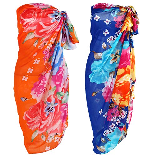 Ayliss Womens Swimwear Chiffon Printed Cover up Beach Sarong Pareo Bikini Swimsuit Wrap2
