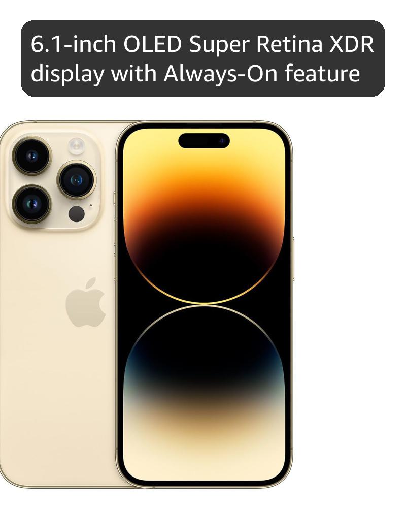 Apple iPhone 14 Pro, 128GB, Gold - (Renewed)