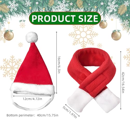 Katzen Weihnachtsmütze Und Schal, Katzen Mütze Deko Weihnachts Outfit, Weihnachten Kleidung Für Klein Katze, Weihnachtsmann-Mütze, Schal, Weihnachtskostüm Für Katze,Katzenbekleidung