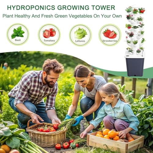 Sistema de cultivo hidropónico en torre de 10 a 30 cápsulas, kit de cultivo vertical para plantas de interior y exterior con bomba silenciosa para hierbas y verduras, cultivo sin tierra que ahorra e