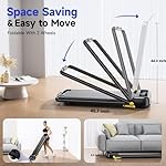 Foldable Treadmill with Incline, Walking Pad with Handle Bar 3 Level Incline, Portable Folding Treadmills for Home/Office 300 Lbs Capacity, Quiet Desk Treadmill with Remote Control & APP - Image 3