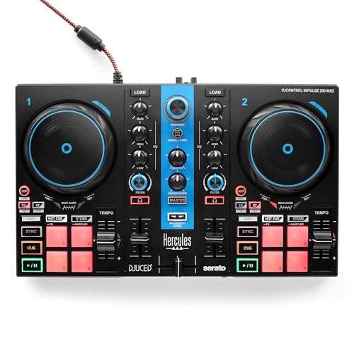 Hercules DJControl Inpulse 200 MK2 Arctic Blue Edition - Ideal DJ Controller for Learning to Mix - Software and Tutorials Included