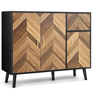 SIHANM Sideboard Buffet Cabinet with Storage 3 Doors Storage Cabinet with Drawers Free Standing Accent Cabinet with Shelves Anti Toppling Cabinets for Hallway Living Room Entryway Kitchen