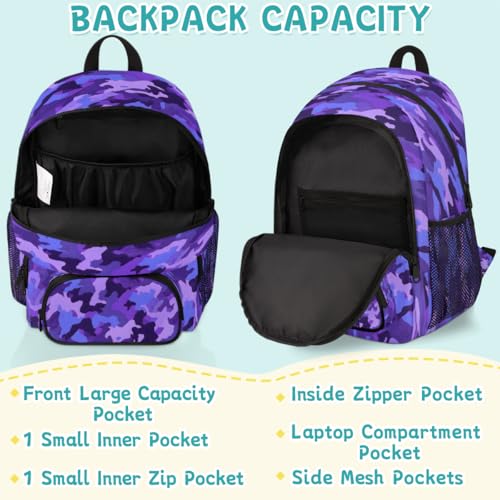 Purple Camo Laptop Backpack for Women Men, 18.3 Inch Large Computer Backpacks Fashion Teacher Nurse Bag Casual Daypack for Work Travel2