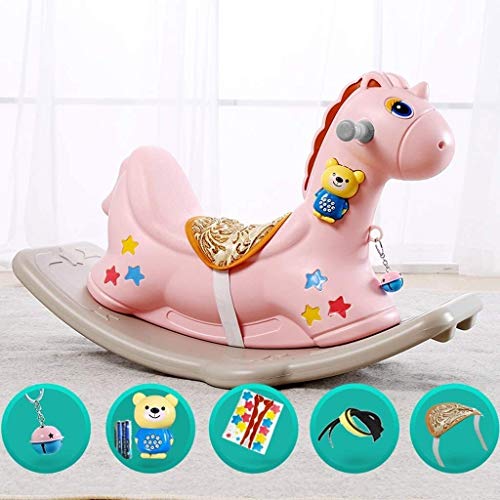 ZHANGYUEFEIFZ Schaukelpferd Plüsch Schaukeltier Pferd Schaukelpferd Kinderstuhl Baby Trojanspielzeug Geschenk Niedlichen… – Bild 3