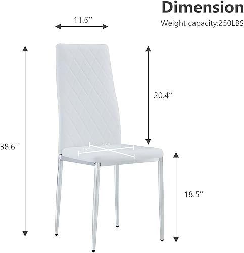 Miniatura 3 de Juego de sillas de cocina para 6 personas con patas de metal sólido, sillas laterales de comedor con respaldo alto, sillas de comedor modernas y
