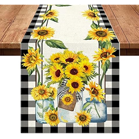 Hexagram Camino de mesa de girasol de 13 x 72 pulgadas Cover