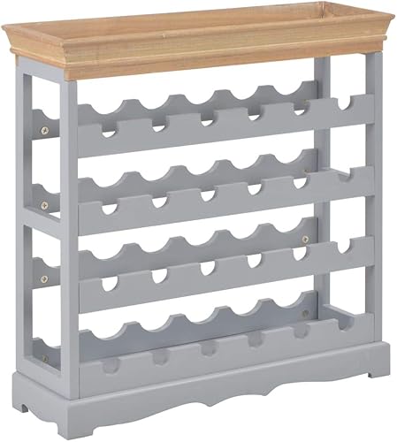 Estante apilable para 24 botellas con parte superior de madera, organizador de botellas de vino de piso a techo de 4 niveles y estante de exhibición