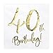 PartyDeco Serwetki Papierowe 40st Birthday - Serwetki 40. Urodziny w Kolorze Białym ze Złotym Napisem- Biały/Złoty Wymiary: 16, 5x16,5 cm 20 szt. Urodziny Dekoracja Impreza Naczynia Jednorazowe Découpage Przyjęcie