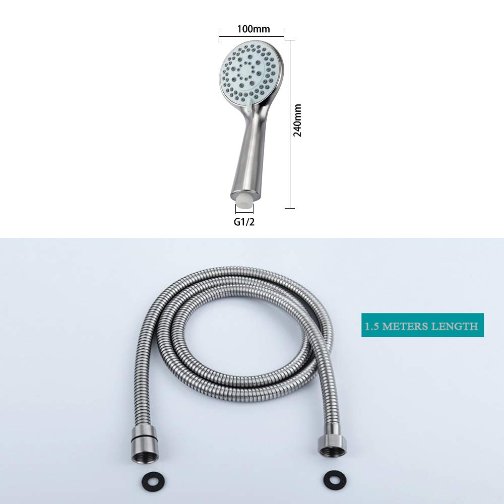 Cabezal De Ducha De Mano Con Interruptor De Encendido/apagado, 3 Modos De Alta Presion Con Manguera De 60 Pulgadas Y Soporte Cromado 96244201