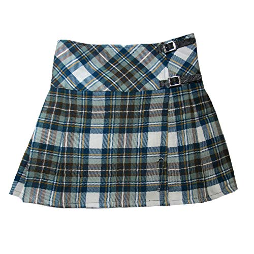 Womens 20 Inch Plaid Tartan Pleated Kilt Skirt Blue Muted Stewart 22 US