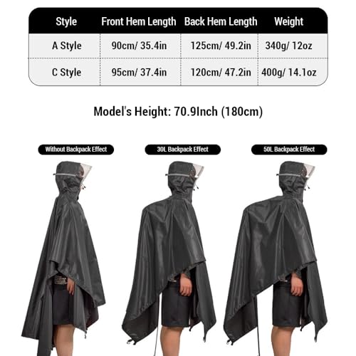 Capa de chuva impermeável com capuz Poncho de chuva leve e reutilizável para caminhadas e acampament