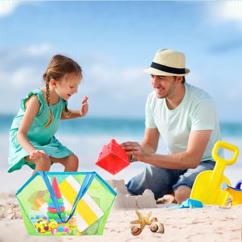 Strandspielzeug Tasche,Strandtasche Strandspielzeug,Sandspielzeug Wasserspielzeug für Kinder Aufräumsack,Sandspielzeug Aufbewahrungstasche für Strandurlaub im Freien,Familie Urlaub(Grün)