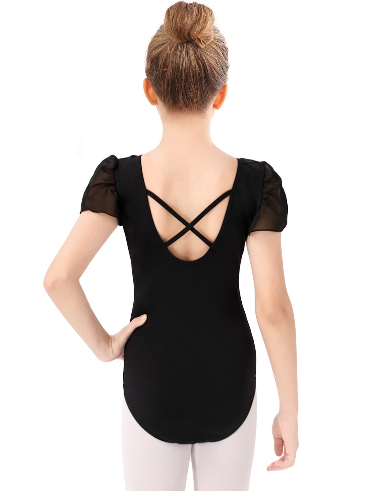 Bezioner Maillot Ballet Niña Maillot de Danza Leotardo Gimnasia Manga de Soplo para 3-12 Años — view 2