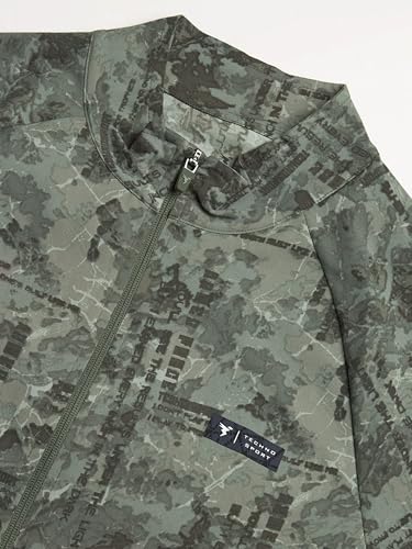 Image of TECHNOSPORT Men's Slim Fit All Over Print High Neck Jacket With TS-Flexi for Gym, Training, Winterwear