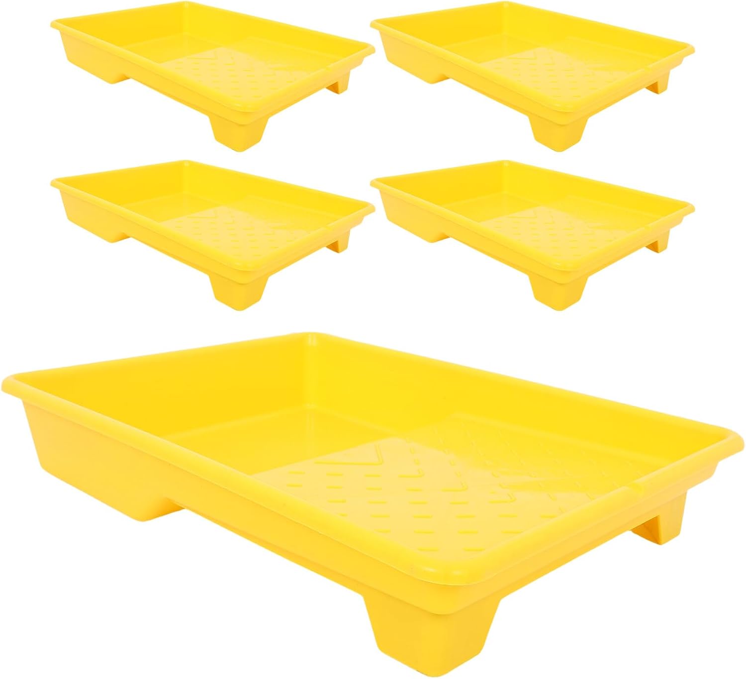 KALLORY 5pcs Reusable Paint Roller Tray Set with Plastic Paint Holder for Wall Painting and Color Mixing for Home Improvement and Interior Decoration