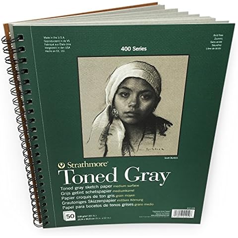 Strathmore 400 Series Sketch Pad, Toned Gray, 9x12 inch, 50 Sheets - Artist Sketchbook for Drawing, Illustration, Art Class Students Cover