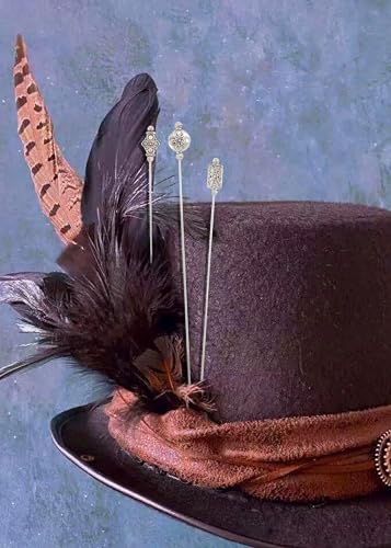 Image of Alilang 3Pcs Vintage Style Classic Long Handle Hat and Lapel Pins with Flexible Bendable Design on Hats, Scarves, and Suits