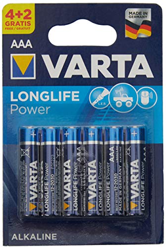 Varta 4903121436 Longlife Power (High Energy) Batteria Alcalina, Ministilo AAA LR03, Confezione da 4+2 Pile - Il design può variare, Confezione risparmio, Promozionale