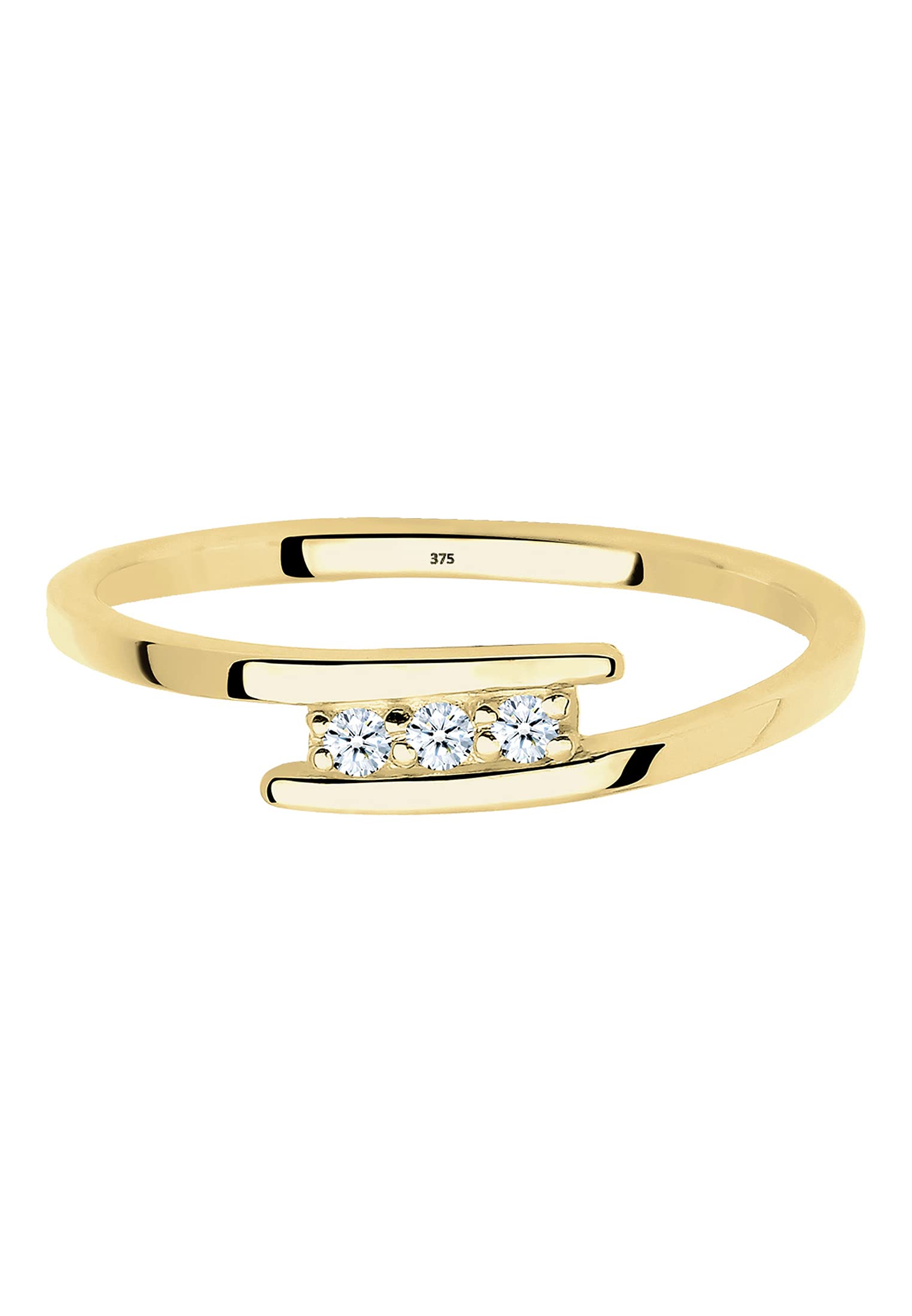 Elli DIAMONDS Ring Women Engagement Ring Trio with Diamond (0.04 ct.) in 375 Yellow Gold