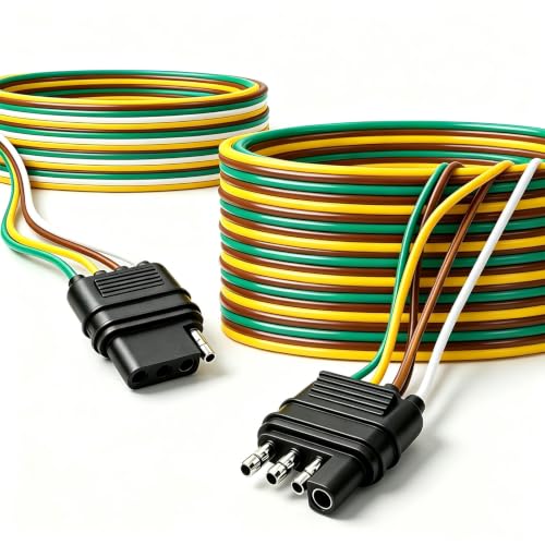 Image of 50ft 5 Wire 4Pin Trailer Wiring Harness,Extended Length Trailer Wiring Kit,4-Way Trailer Light Wire for Trailers RV Boat Marine