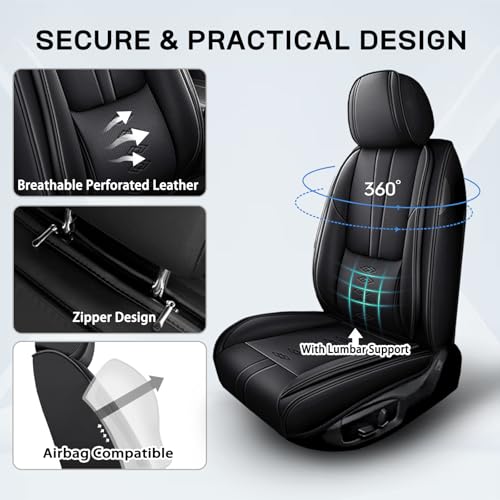Image of Car Seat Covers for Neon,for Dodge Neon 2000-2005,Leather Full Set Seat Covers,Airbag-Compatible Car Seat Protectors,Waterproof Seat Cover for Cars(Black,5PCS Only)
