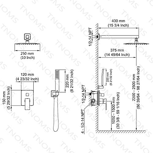 Tnoms Shower System Brushed Nickel Shower Faucets Set Complete With 10'' Rainfall Shower Head And Handheld,Wall Mounted Shower Combo Set,Sa0010Br #TOP2