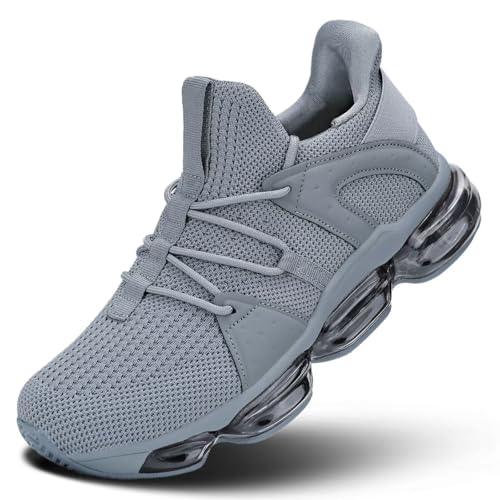 Image of Socviis Mens Running Shoes Casual Breathable Tennis Fashion Air Cushion Walking Sneakers Non Slip Workout Sport Gym Comfortable Grey