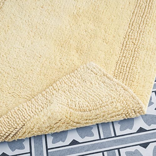 Laura Ashley - Reversible Cotton Bath Mat, Premium Bathroom Décor, Machine Washable Bathroom Rug, Highly Absorbent, 17"x24", Yellow by Laura Ashley - Image 3