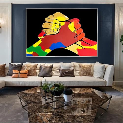 Toile abstraite graffitis et main grand format 50x70cm sans cadre - 5