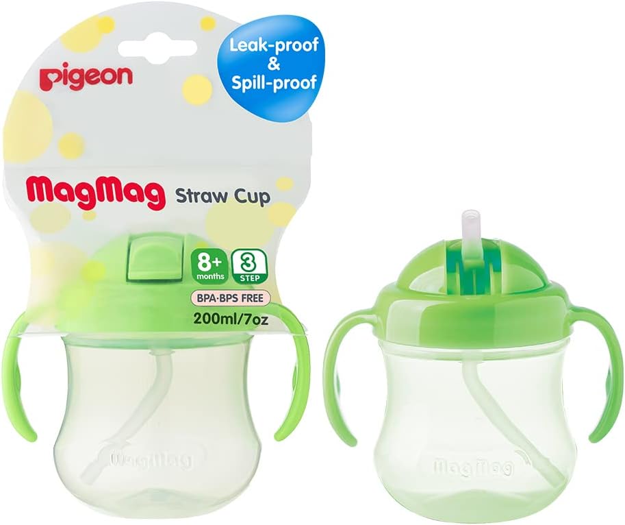 PigeonMagmag Straw Cup Step 3, Leak-Proof, Spill-Proof, Bpa Free, Green