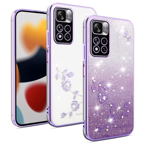 Cover Glitter per Xiaomi Redmi Note 11 Pro Plus 5G 11 Pro+ 5G Custodia Bling Brilla Ultrasottile Trasparente Antiurto Carino Scintillante con Donne e Ragazze - viola