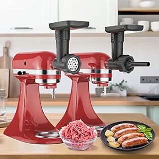 Fruit & Vegetable Strainer Attachment Set for KitchenAid Stand Mixer, Includes Food Grinder Attachment with Sausage Stuffer Tubes and Juicer Auger, Meat Grinder Attachment for KitchenAid by InnoMoon