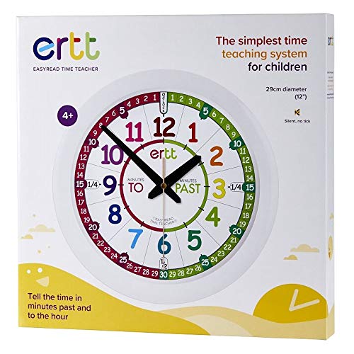 Easyread Time Teacher Teaching Wall Clock - Learn The Time Wall Clock - Kids Analog Clock For Classroom, Playroom, Bedroom, Educational Room Decor - School Clock For Kids With Rainbow Face (29Cm) #TOP1