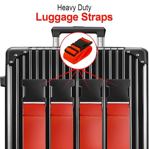 Image of Luggage Straps for Suitcases TSA Approved Travel Belt 8 Pack by Chelmon (Red)