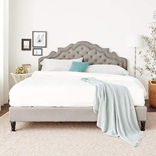 Home Life Premiere Classics Cloth Light Grey Silver Linen 51" Tall Headboard Platform Slats King-Complete Bed 5 Year Warranty Included 023 Home Life Premiere Classics Cloth Light Grey Silver Linen 51" Tall Headboard Platform Slats King-Complete Bed 5 Year Warranty Included 023
