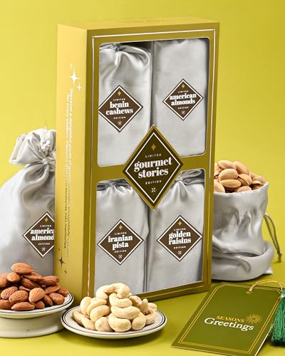 Image of Hyperfoods Elegant Designer Box with Cashews Almonds Raisins Pistachios 400 Grams Pack of 4 Dry Fruits Festival Gift Hampers Gifting Collection for Any Occasion DryFruit Gift Hamper