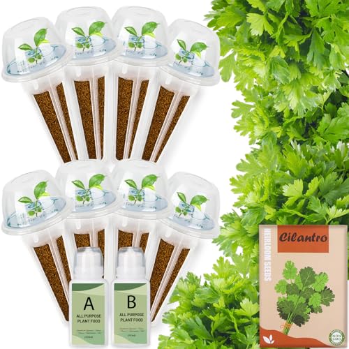 Cilantro Seed Pods Kit Hydroponic - Refill Herb Pod for All Indoor Garden 8 Grow Pods with Seeds of Cilantro & Plant Food Compatible with All Hydroponics Growing Systems