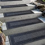 Aucuda 8.5' x 30' Outdoor Stair Treads for Dogs on Wooden Steps Spring, Non Slip Stair Runner Rug Heat Insulation Rubber Backing, Frame Staircase Mat Carpet for Indoor Grip Farmhouse. (6pcs)