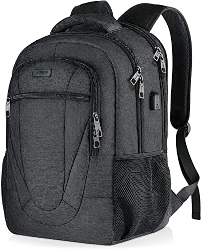 Travel Laptop Backpack, Extra Large School Backpacks for Teens Boys Water Resistant Back Pack with USB Charging Port, Business Anti Theft Durable Computer Bag Gifts for Men Fits 17 Inch Laptop,Black