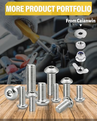 Caianwin M3 x 10mm 100Pcs Linsenkopfschrauben Innensechskant 304 Edelstahl Flachrundkopfschrauben für den Möbeleinbau,Industriebereiche