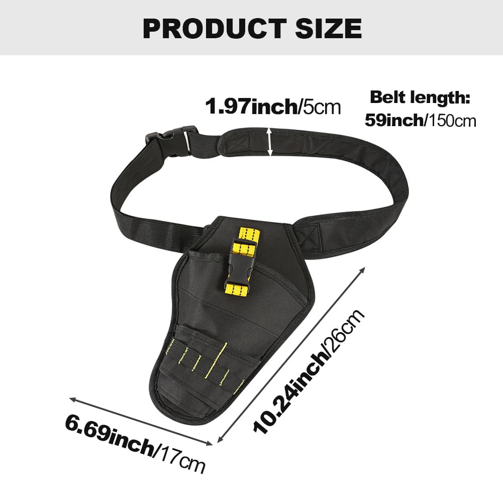Heavy-Duty Impact Driver Holster with Belt Adjustable,Impact Driver Holster Drill Holster for Tools and Drill Bits,Drill Holster Tool Pouch Belts Waist Bags(Black - Image 2