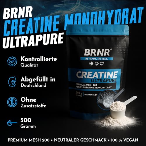 BRNR Creatin Monohydrat Pulver, ultrapures Powder, geprüft und rein, Kreatin Monohydrat, 500g 2